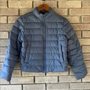 Athleta Girl Cool Days Full Zip Puffer Down Jacket Cottage Blue Size M 8/10